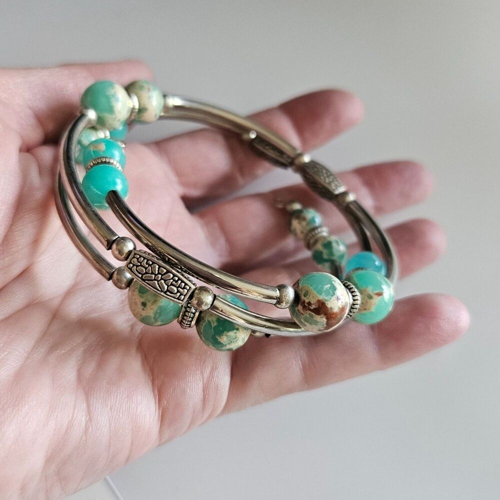 Silver tone layered wrap bracelet - Picture 3 of 13